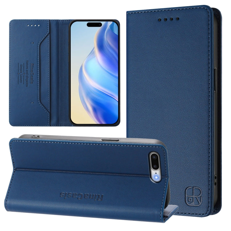 Capa de Telefone em Pele RFID com Dupla Dobra e Sucção Magnética RC01, Para iPhone 7 Plus / 8 Plus