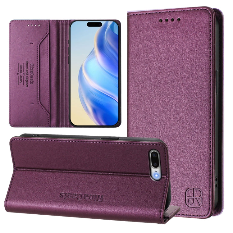 Capa de Telefone em Pele RFID com Dupla Dobra e Sucção Magnética RC01, Para iPhone 7 Plus / 8 Plus