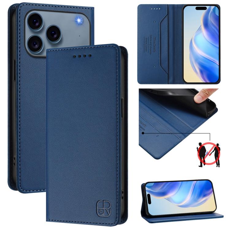 Capa para telemóvel em pele RC01 com dupla dobra, sucção magnética e RFID, para iPhone 17e / 16e, para iPhone 17 Pro Max, para iPhone 17 Pro, para iPhone 17, para iPhone Air, para iPhone 16 Pro Max