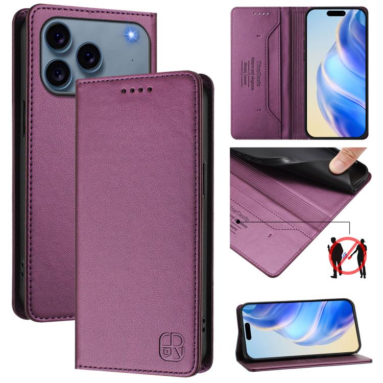 Capa para telemóvel em pele RC01 com dupla dobra, sucção magnética e RFID, para iPhone 17e / 16e, para iPhone 17 Pro Max, para iPhone 17 Pro, para iPhone 17, para iPhone Air, para iPhone 16 Pro Max