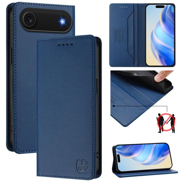 Capa para telemóvel em pele RC01 com dupla dobra, sucção magnética e RFID, para iPhone 17e / 16e, para iPhone 17 Pro Max, para iPhone 17 Pro, para iPhone 17, para iPhone Air, para iPhone 16 Pro Max