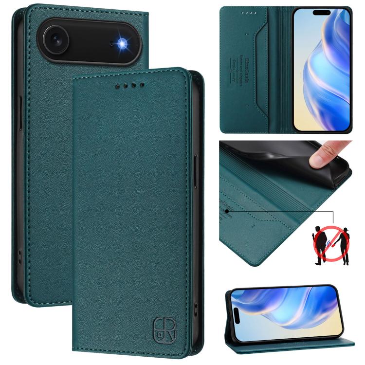 Capa para telemóvel em pele RC01 com dupla dobra, sucção magnética e RFID, para iPhone 17e / 16e, para iPhone 17 Pro Max, para iPhone 17 Pro, para iPhone 17, para iPhone Air, para iPhone 16 Pro Max
