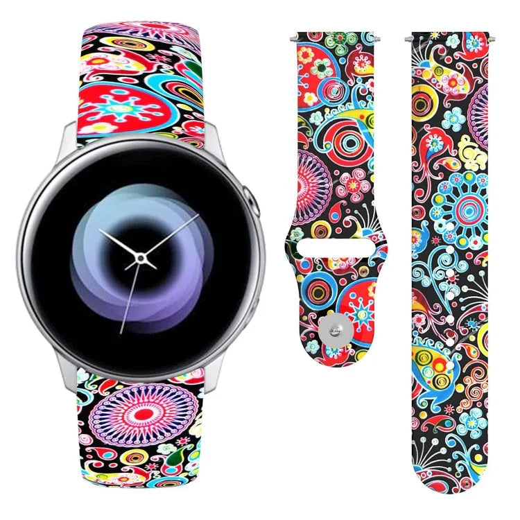 Correia de Silicone Impressa com Fivela Invertida 20mm, Para Samsung Galaxy Active2