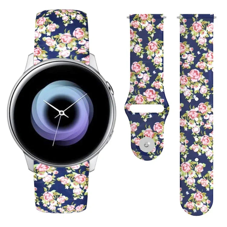 Correia de Silicone Impressa com Fivela Invertida 20mm, Para Samsung Galaxy Active2
