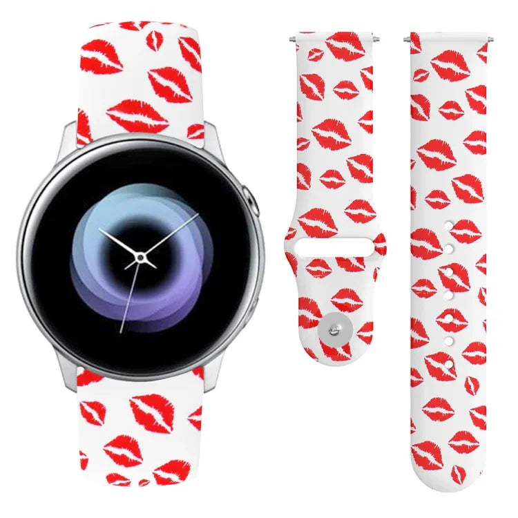 Correia de Silicone Impressa com Fivela Invertida 20mm, Para Samsung Galaxy Active2