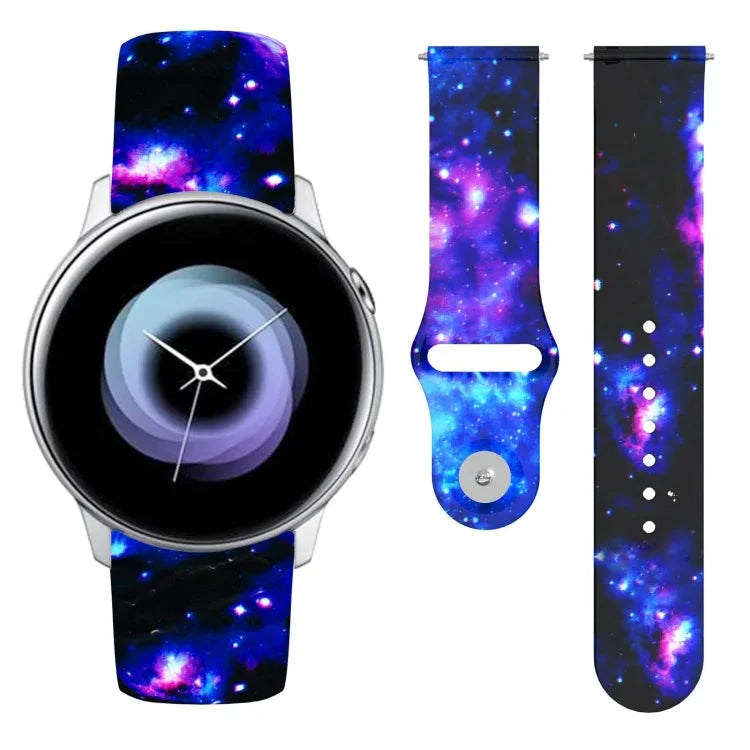 Correia de Silicone Impressa com Fivela Invertida 20mm, Para Samsung Galaxy Active2
