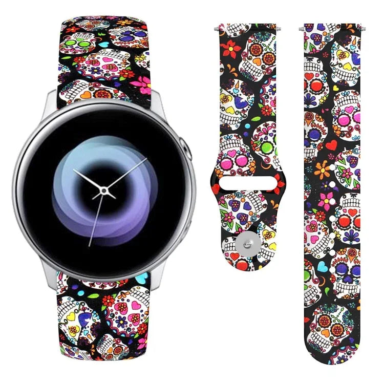 Correia de Silicone Impressa com Fivela Invertida 20mm, Para Samsung Galaxy Active2