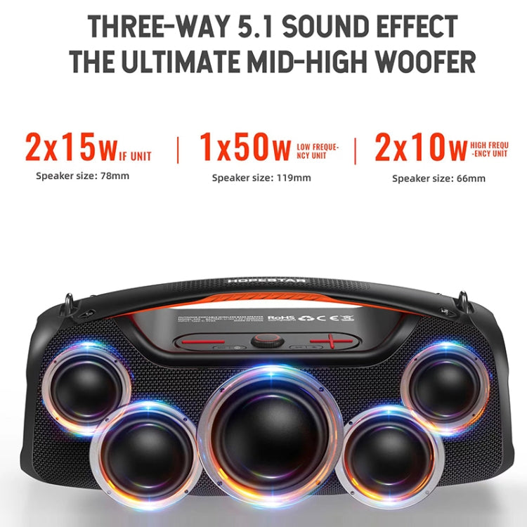 Coluna Bluetooth Portátil HOPESTAR A60 100W para Exterior IPX6 à Prova de Água com Microfone