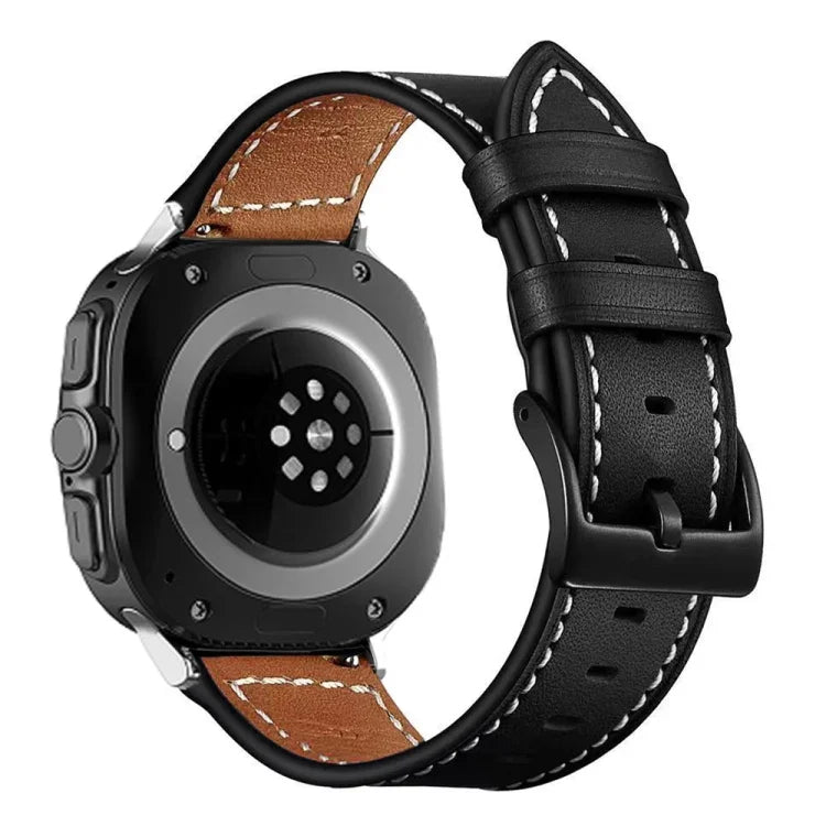 Pulseira de Relógio em Pele Genuína com Fivela Preta, Para Samsung Galaxy Watch Ultra 47mm / Ultra 2025
