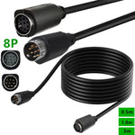 Cabo Adaptador de Áudio TV mini DIN 8 Pinos 90 Graus S-Video TV Box, 0,5m, 1,8m, 3m