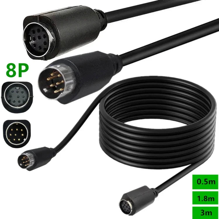 Cabo Adaptador de Áudio TV mini DIN 8 Pinos 90 Graus S-Video TV Box, 0,5m, 1,8m, 3m