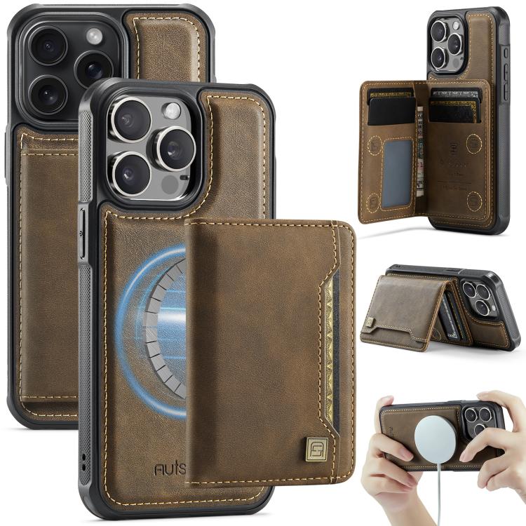 Capa para telemóvel AutSpace A13 MagSafe com bolsa magnética RFID e flip para cartões, para iPhone 12 Pro Max, para iPhone 12 Pro