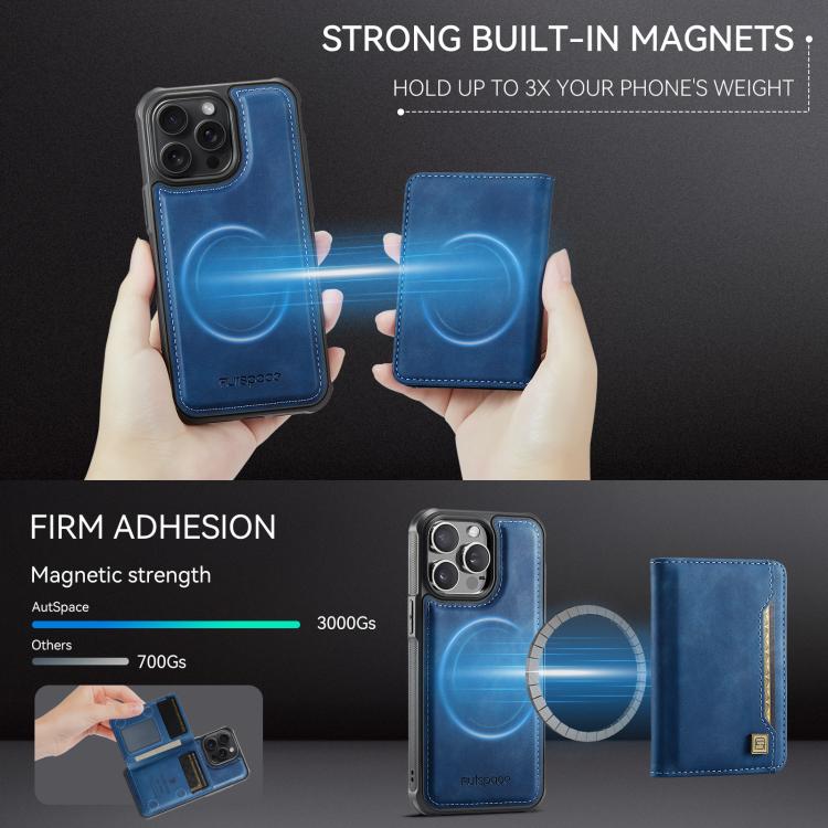 Capa para telemóvel AutSpace A13 MagSafe com bolsa magnética RFID e flip para cartões, para iPhone 12 Pro Max, para iPhone 12 Pro