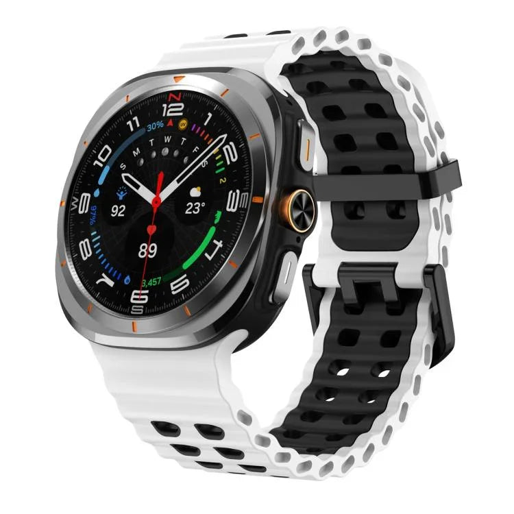 Pulseira de Relógio em Silicone Oceano Bicolor com Duas Fileiras de Furos, Para Samsung Galaxy Watch Ultra 47mm / Ultra 2025