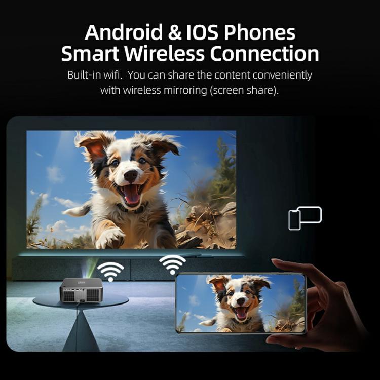 Projetor Inteligente AUN U002 1920x1080P 970ANSI Android 12 Home Theater, Plugue US, Plugue UK, Plugue AU, Plugue EU