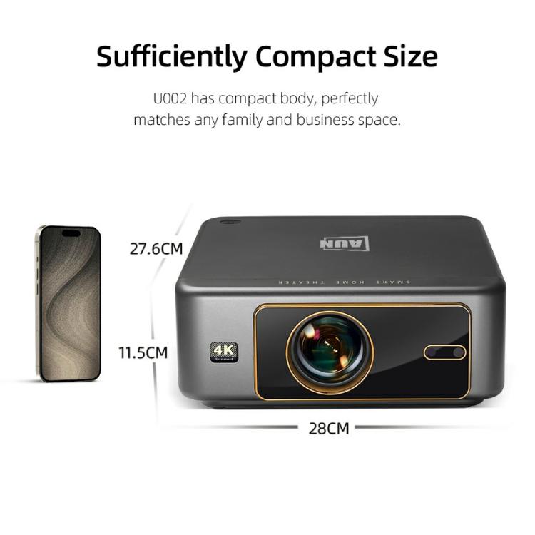 Projetor Inteligente AUN U002 1920x1080P 970ANSI Android 12 Home Theater, Plugue US, Plugue UK, Plugue AU, Plugue EU