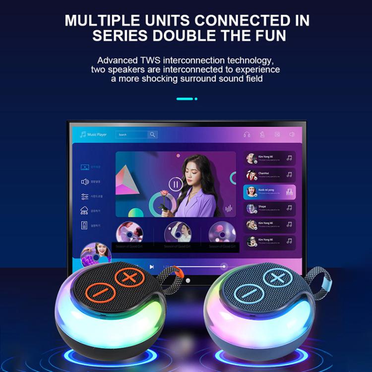 Coluna Bluetooth Portátil para Exterior com Luz RGB Subwoofer de Secretária