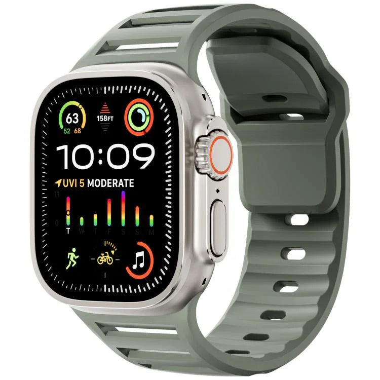 Single Nail Dual-Color Multi-hole Silicone Watch Band, For Apple Watch 46mm / 49mm / 45mm / 44mm
