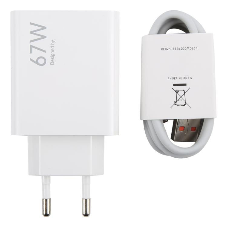Carregador Rápido USB 67W com Cabo USB para Type-C de 1m, Cabo Type-C 67W