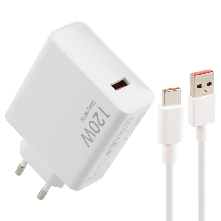 Carregador Rápido USB 120W com Cabo USB para Type-C de 1m, 120W