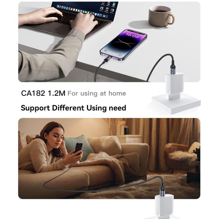 Yesido CA182 PD27W 3A Cabo de Dados de Carregamento USB-C / Tipo-C para 8 Pinos, Comprimento: 1.2m, CA182