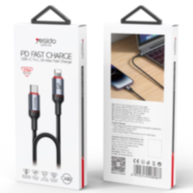 Yesido CA182 PD27W 3A Cabo de Dados de Carregamento USB-C / Tipo-C para 8 Pinos, Comprimento: 1.2m, CA182