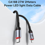 Yesido CA184 PD27W 3A Cabo de Dados de Carregamento USB-C / Tipo-C para 8 Pinos, Comprimento: 2m, CA184