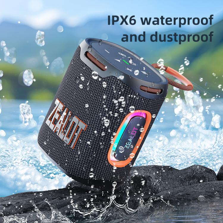 Coluna Bluetooth Zealot S122 25W Alta Potência IPX6 Resistente à Água com Luz RGB para Exterior