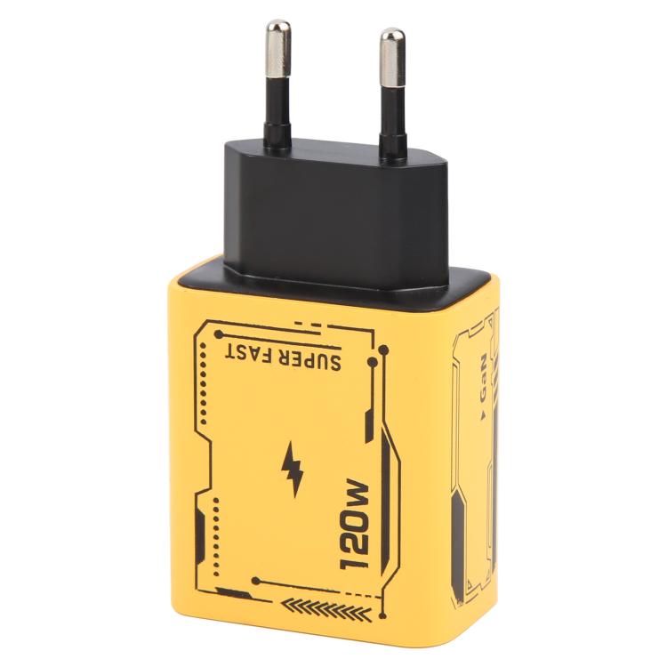 AR-PD14 GaN 120W Charge Adapter 4 Port 2 PD 2 QC 3.0 USB and USB-C / Type-C Fast Charger, EU Plug, US Plug