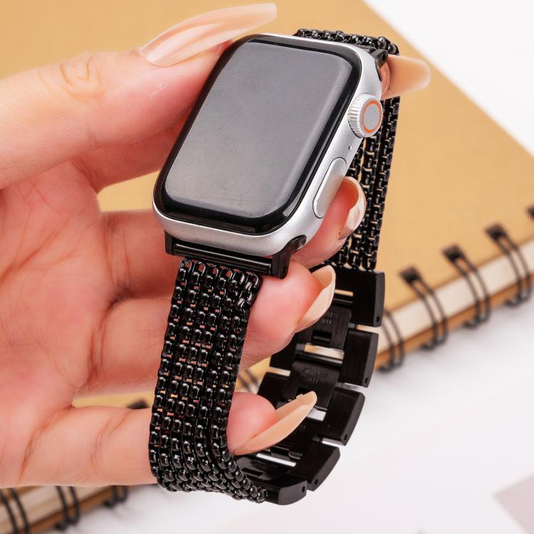Pulseira de Relógio em Aço Inoxidável de 6 Correntes, Para Apple Watch 46mm / 49mm / 45mm / 44mm, Para Apple Watch 42mm / 41mm / 40mm / 38mm