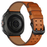 Correia de Relógio em Pele Genuína com Fivela Dupla, Para Samsung Galaxy Watch Ultra / Ultra 2025, Para Samsung Galaxy Watch8 / Watch8 Classic