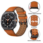 Correia de Relógio em Pele Genuína com Fivela Dupla, Para Samsung Galaxy Watch Ultra / Ultra 2025, Para Samsung Galaxy Watch8 / Watch8 Classic