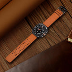 Correia de Relógio em Pele Genuína com Fivela Dupla, Para Samsung Galaxy Watch Ultra / Ultra 2025, Para Samsung Galaxy Watch8 / Watch8 Classic
