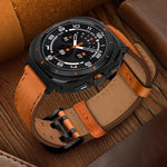 Correia de Relógio em Pele Genuína com Fivela Dupla, Para Samsung Galaxy Watch Ultra / Ultra 2025, Para Samsung Galaxy Watch8 / Watch8 Classic