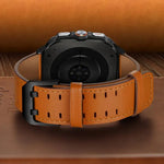 Correia de Relógio em Pele Genuína com Fivela Dupla, Para Samsung Galaxy Watch Ultra / Ultra 2025, Para Samsung Galaxy Watch8 / Watch8 Classic