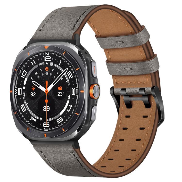 Correia de Relógio em Pele Genuína com Fivela Dupla, Para Samsung Galaxy Watch Ultra / Ultra 2025, Para Samsung Galaxy Watch8 / Watch8 Classic