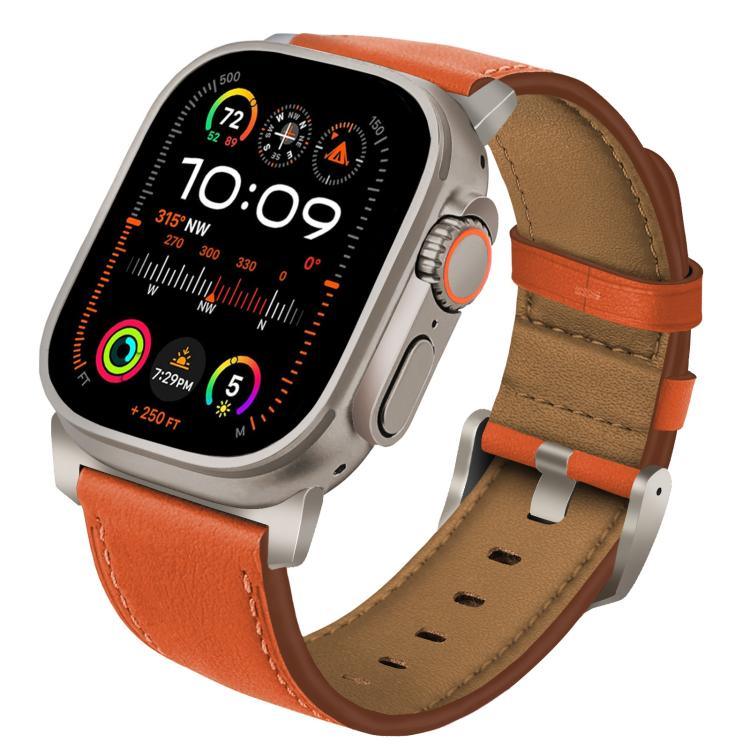 Correia de Relógio em Pele Genuína Nappa com Fivela de Titânio, Para Apple Watch 46mm / 49mm / 45mm / 44mm