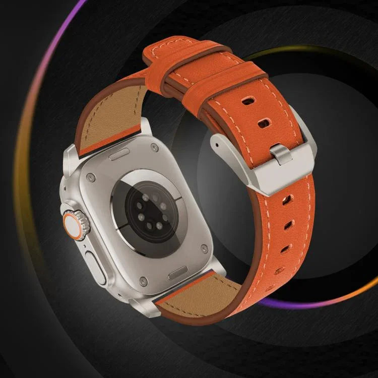 Correia de Relógio em Pele Genuína Nappa com Fivela de Titânio, Para Apple Watch 46mm / 49mm / 45mm / 44mm