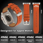 Correia de Relógio em Pele Genuína Nappa com Fivela de Titânio, Para Apple Watch 46mm / 49mm / 45mm / 44mm