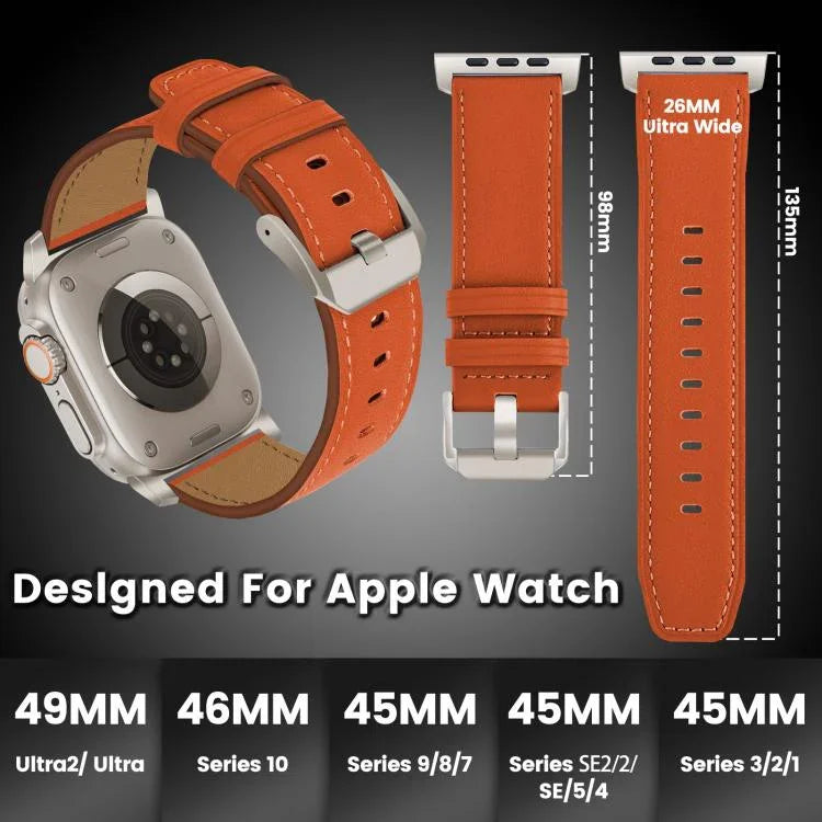 Correia de Relógio em Pele Genuína Nappa com Fivela de Titânio, Para Apple Watch 46mm / 49mm / 45mm / 44mm