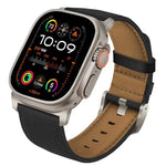 Correia de Relógio em Pele Genuína Nappa com Fivela de Titânio, Para Apple Watch 46mm / 49mm / 45mm / 44mm