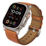 Correia de Relógio em Pele Genuína Nappa com Fivela de Titânio, Para Apple Watch 46mm / 49mm / 45mm / 44mm