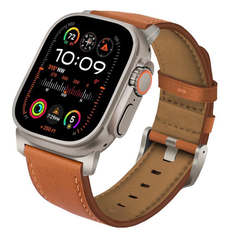 Correia de Relógio em Pele Genuína Nappa com Fivela de Titânio, Para Apple Watch 46mm / 49mm / 45mm / 44mm