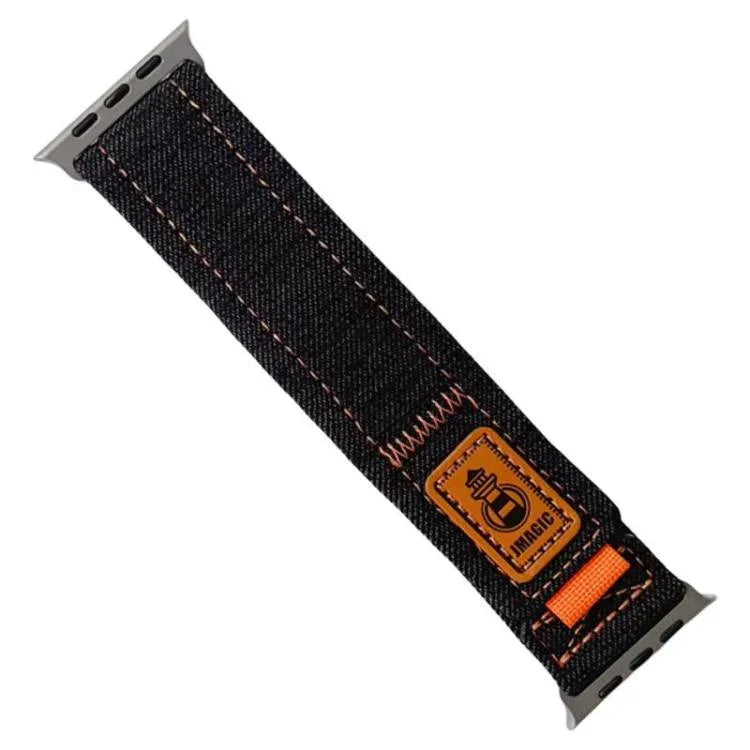 Correia de Relógio em Lona de Nylon Denim com Fecho de Gancho e Argola, Para Apple Watch 46mm / 49mm / 45mm / 44mm, Para Apple Watch 42mm / 41mm / 40mm / 38mm