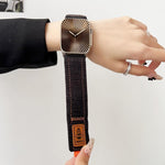 Correia de Relógio em Lona de Nylon Denim com Fecho de Gancho e Argola, Para Apple Watch 46mm / 49mm / 45mm / 44mm, Para Apple Watch 42mm / 41mm / 40mm / 38mm