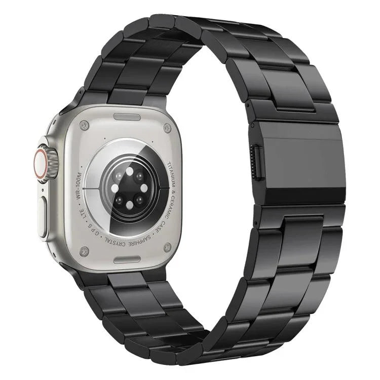 Correia de Relógio em Liga de Titânio com Três Elos e Fecho Norman, Para Apple Watch 46mm / 49mm / 45mm / 44mm