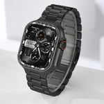 Correia de Relógio em Liga de Titânio com Três Elos e Fecho Norman, Para Apple Watch 46mm / 49mm / 45mm / 44mm
