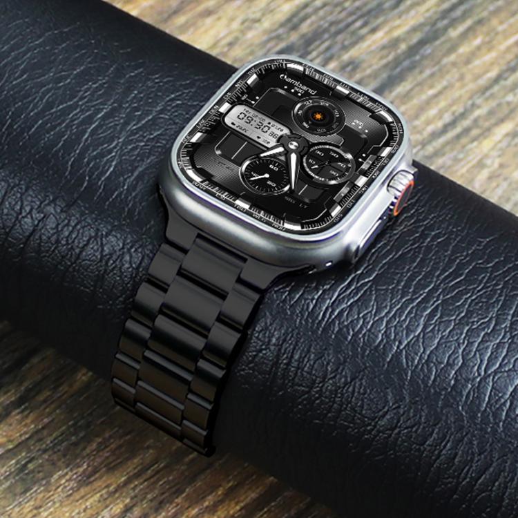 Correia de Relógio em Liga de Titânio com Três Elos e Fecho Norman, Para Apple Watch 46mm / 49mm / 45mm / 44mm