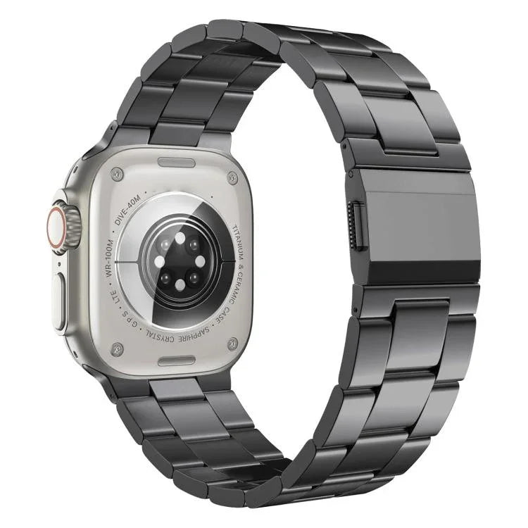 Correia de Relógio em Liga de Titânio com Três Elos e Fecho Norman, Para Apple Watch 46mm / 49mm / 45mm / 44mm