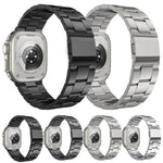 Correia de Relógio em Liga de Titânio com Três Elos e Fecho Norman, Para Apple Watch 46mm / 49mm / 45mm / 44mm